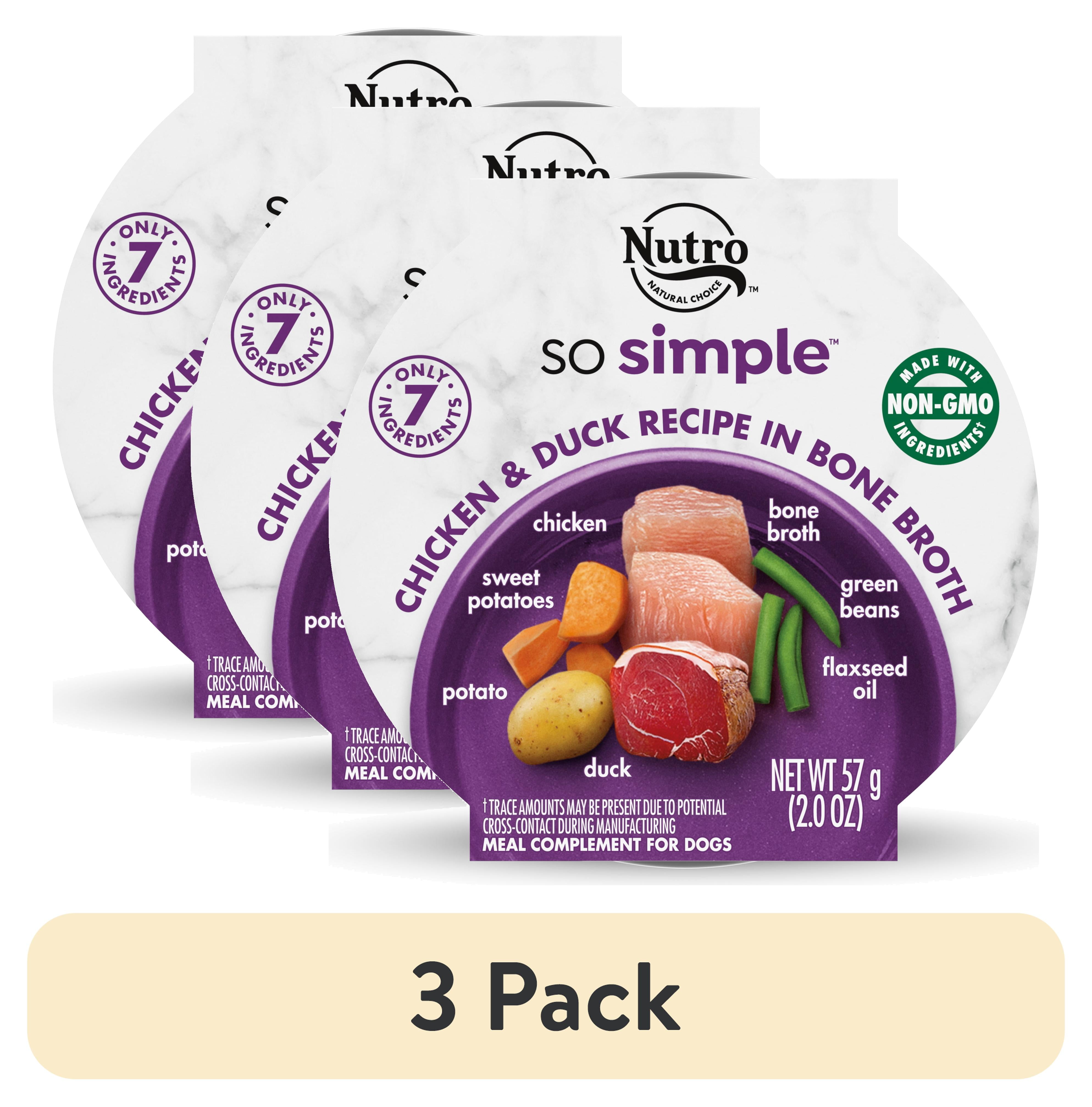 (3 pack) Nutro So Simple Chicken & Duck Recipe In Bone Broth Wet Dog Meal Complement, 2 Oz Tray