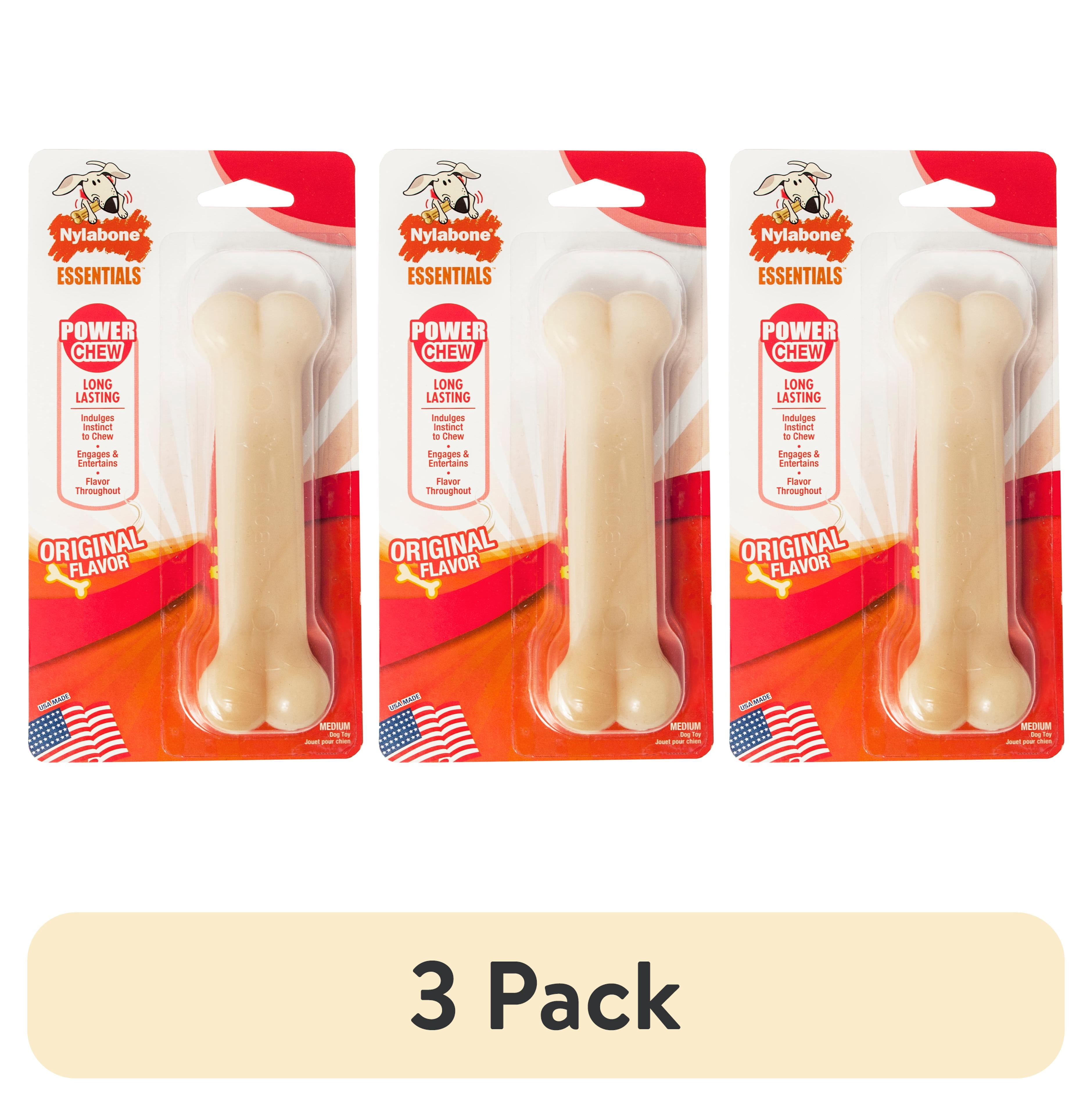 (3 pack) Nylabone Power Chew Original Bone Dog Toy, Dog Chew Toy, Original Flavor, Medium, 1 Count