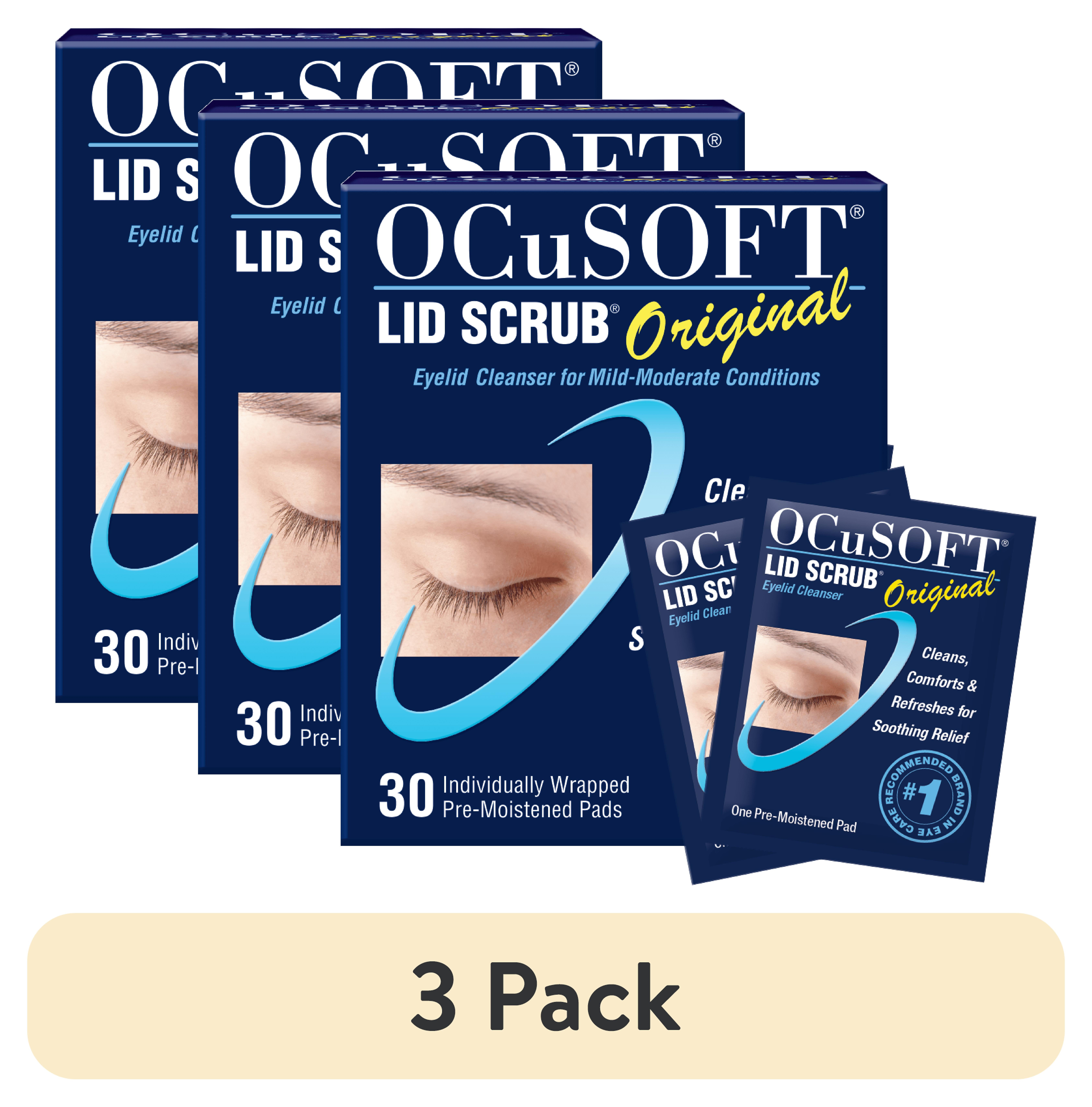 (3 pack) OCuSOFT Lid Scrub Original Eyelid Cleanser, 30 Count