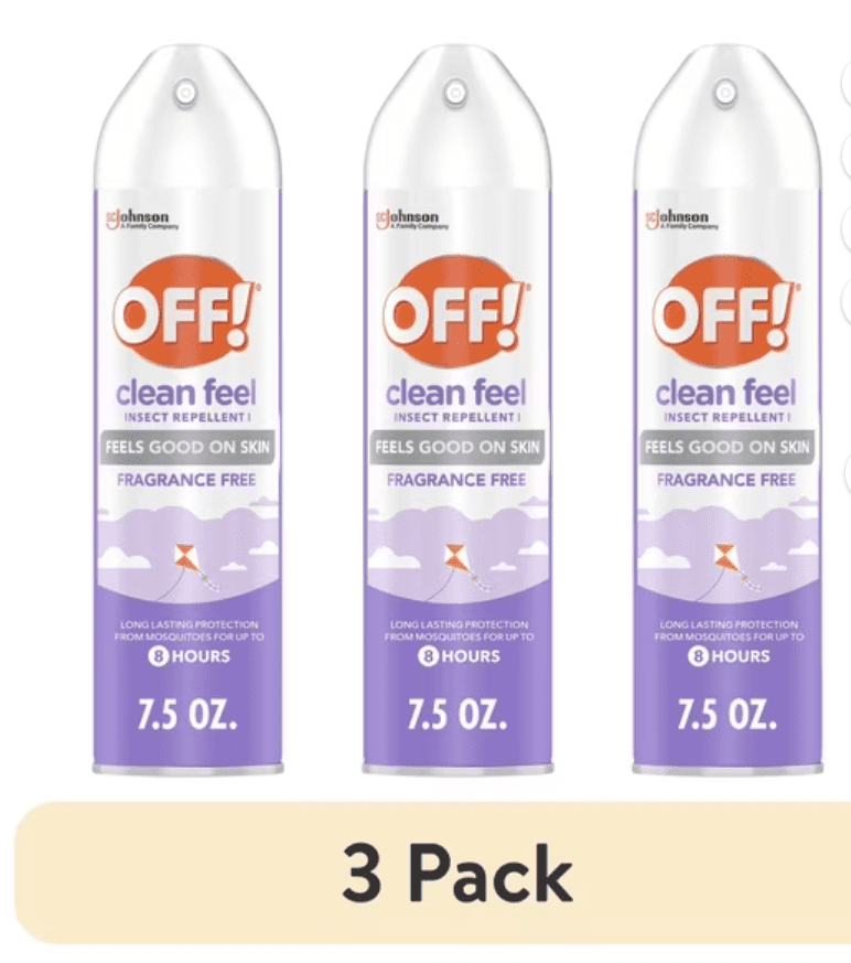 (3 pack) OFF! Clean Feel Insect Repellent Aerosol, Fragrance Free, Picaridin Bug Spray, 7.5 oz