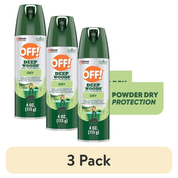 (3 pack) OFF! Deep Woods Long Lasting Protection 25% Deet Insect Repellent VIII Aerosol, 4 oz