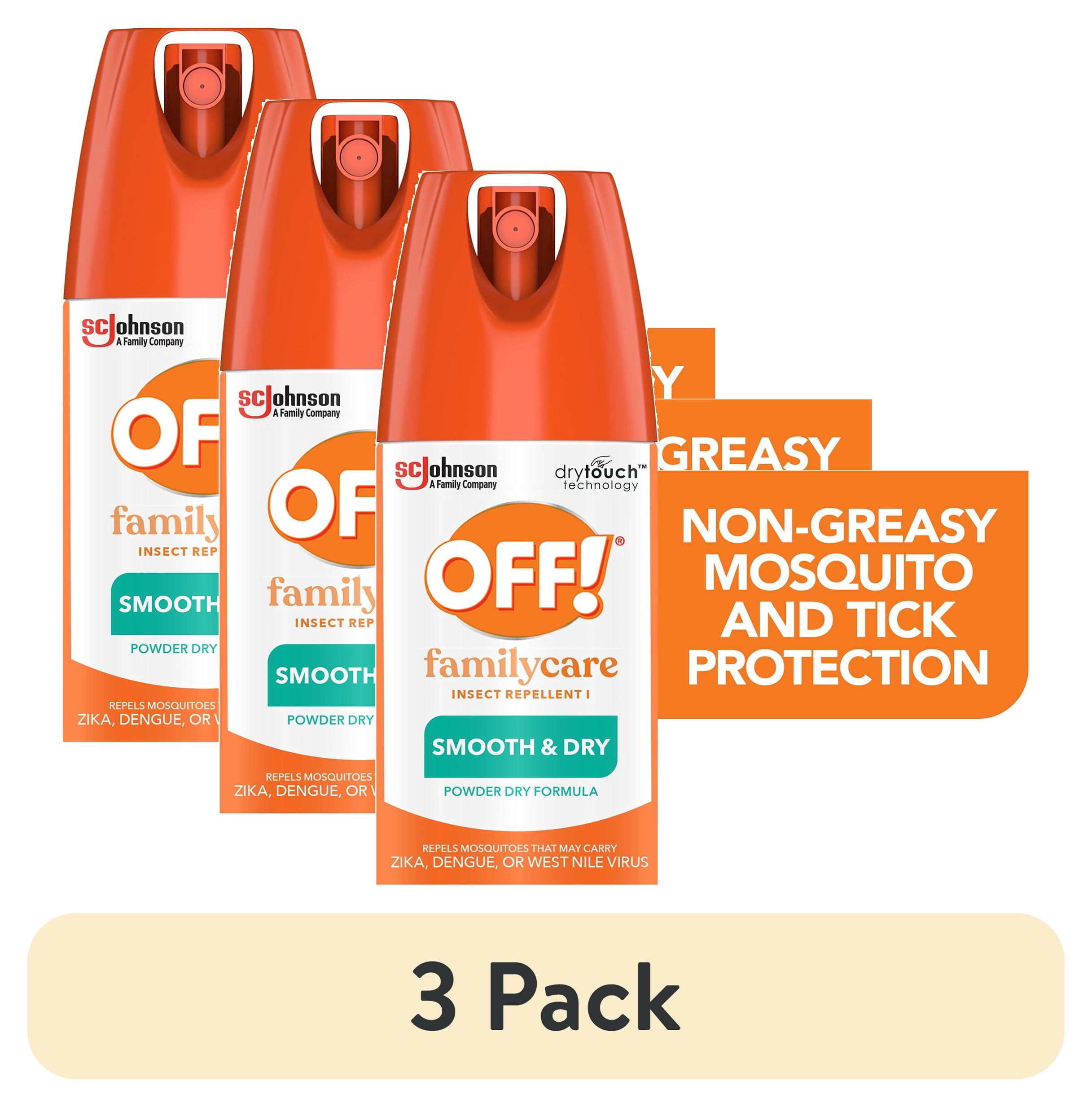 (3 pack) OFF! FamilyCare Insect Repellent, Mosquito & Tick DEET Bug Spray, Smooth Dry, 4 oz