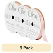 (3 pack) Offray ribbon single face satin 3/8 inches carnation pink