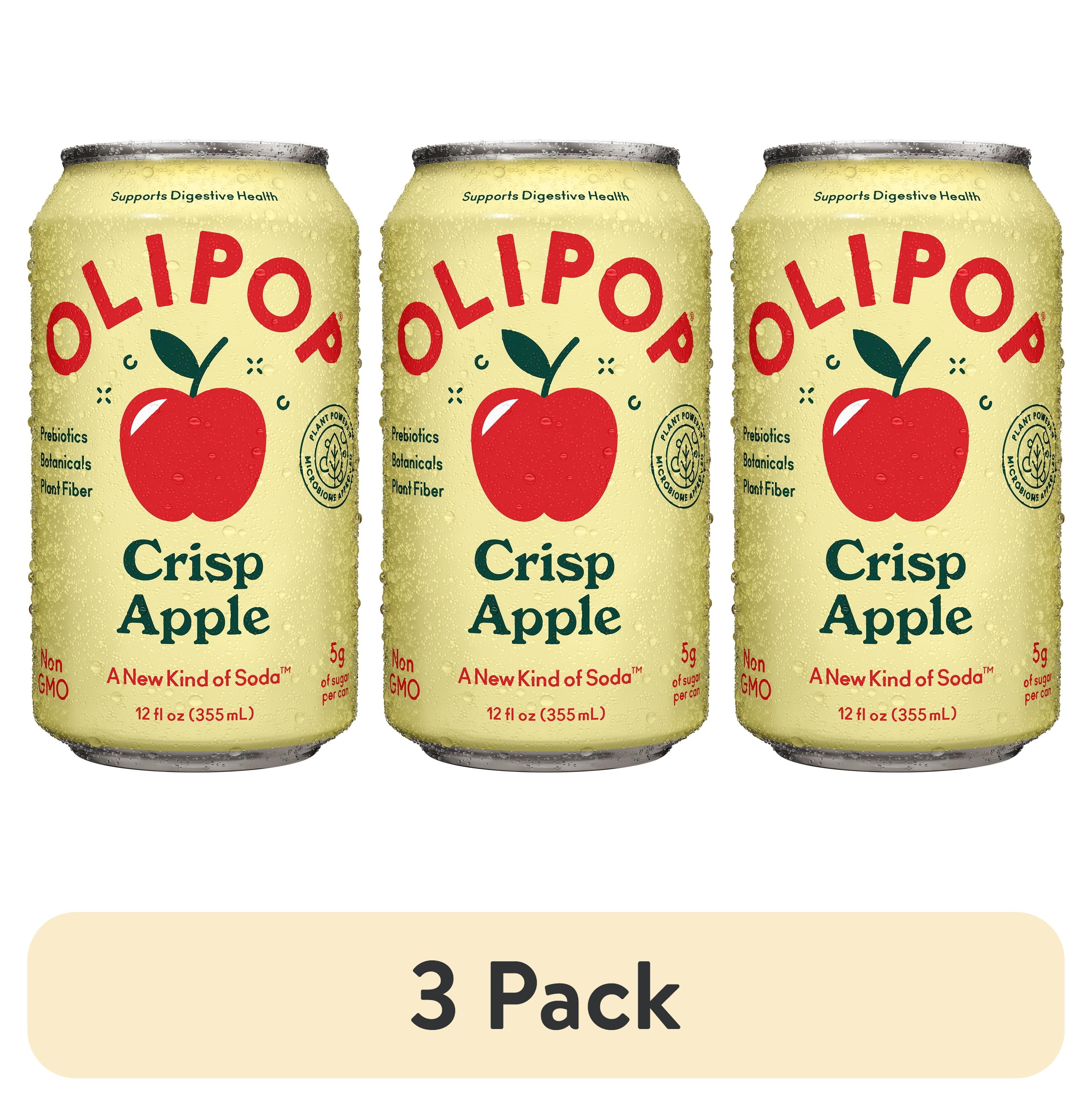 (3 pack) OLIPOP Prebiotic Soda, Crisp Apple, 12 fl oz, Refrigerated ...
