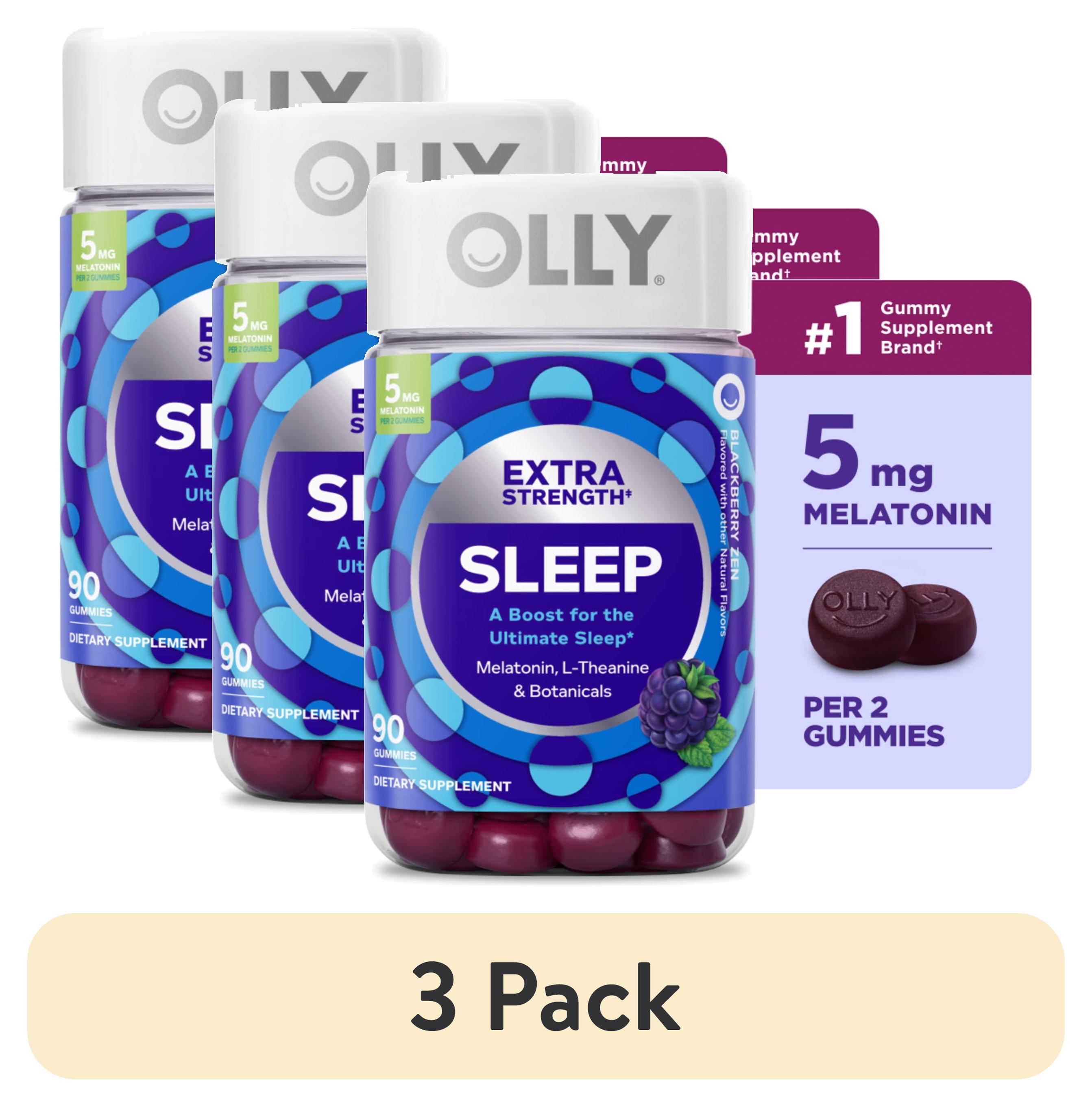 (3 pack) OLLY Extra Strength Sleep Gummy Supplement, 5mg Melatonin, Sleep Support, Blackberry Flavor, 90 Count