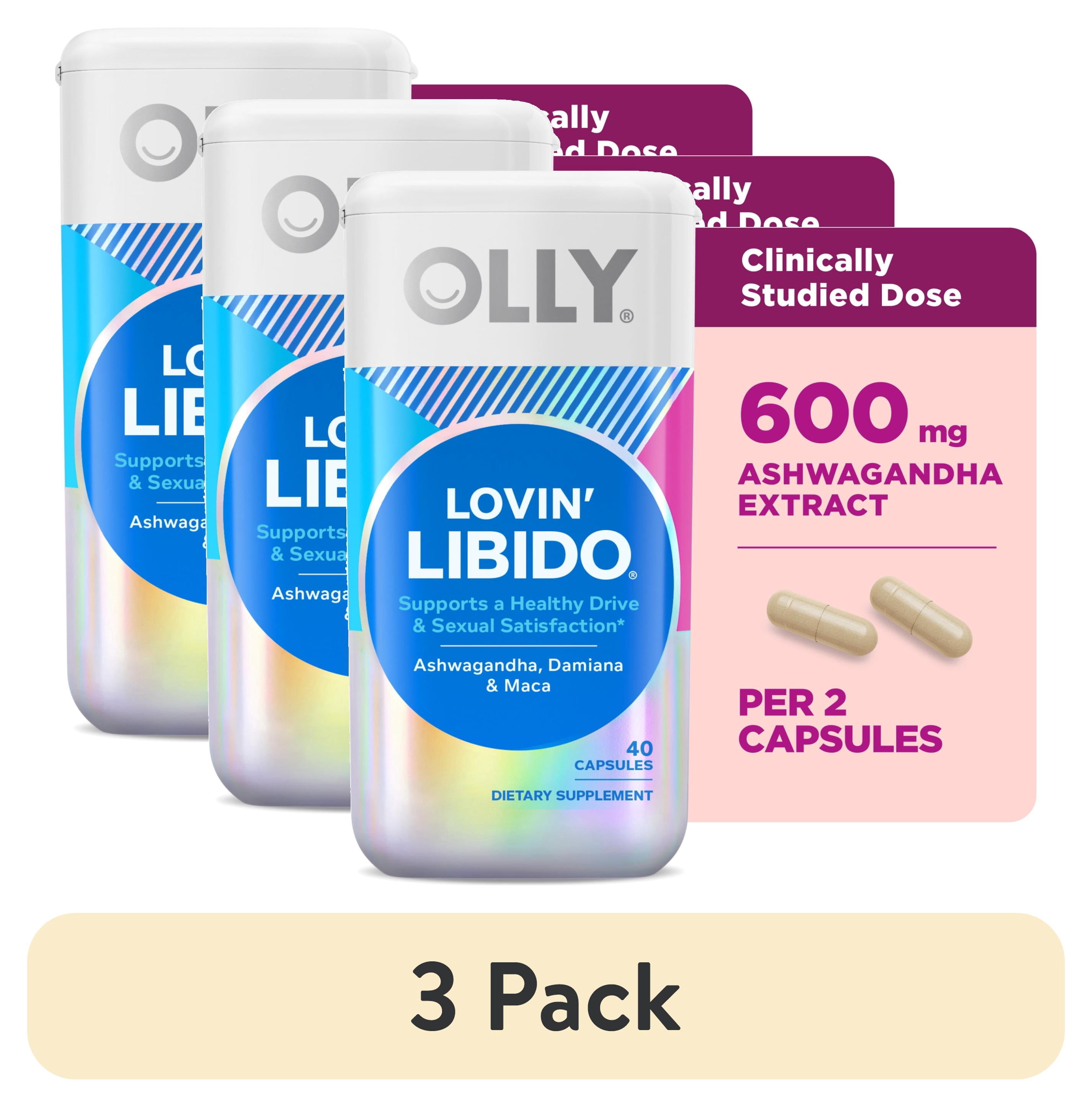 3 pack) OLLY Lovin' Libido Capsule Supplement, Ashwaganda, Damiana