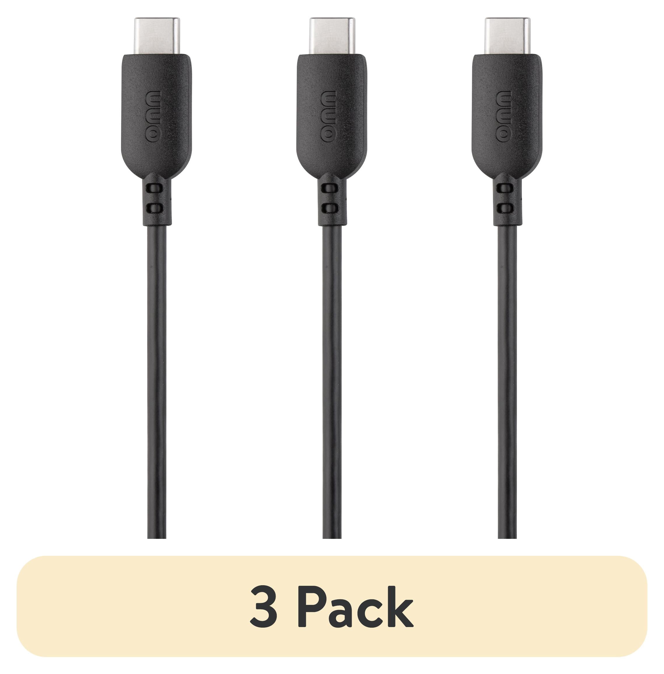(3 pack) onn USB-C to USB-A Charging Cable, 6 ft, USB-IF Certified, Black