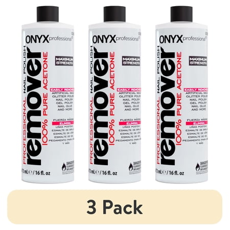 (3 pack) ONYX Professional 100% Acetone* Nail Polish Remover 16 fl oz