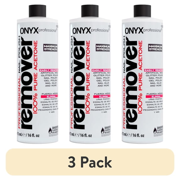 (3 pack) ONYX Professional 100% Acetone* Nail Polish Remover 16 fl oz