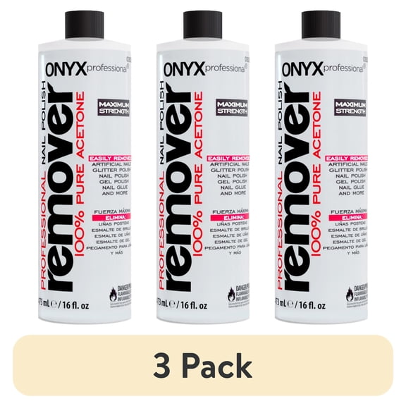(3 pack) ONYX Professional 100% Acetone* Nail Polish Remover 16 fl oz