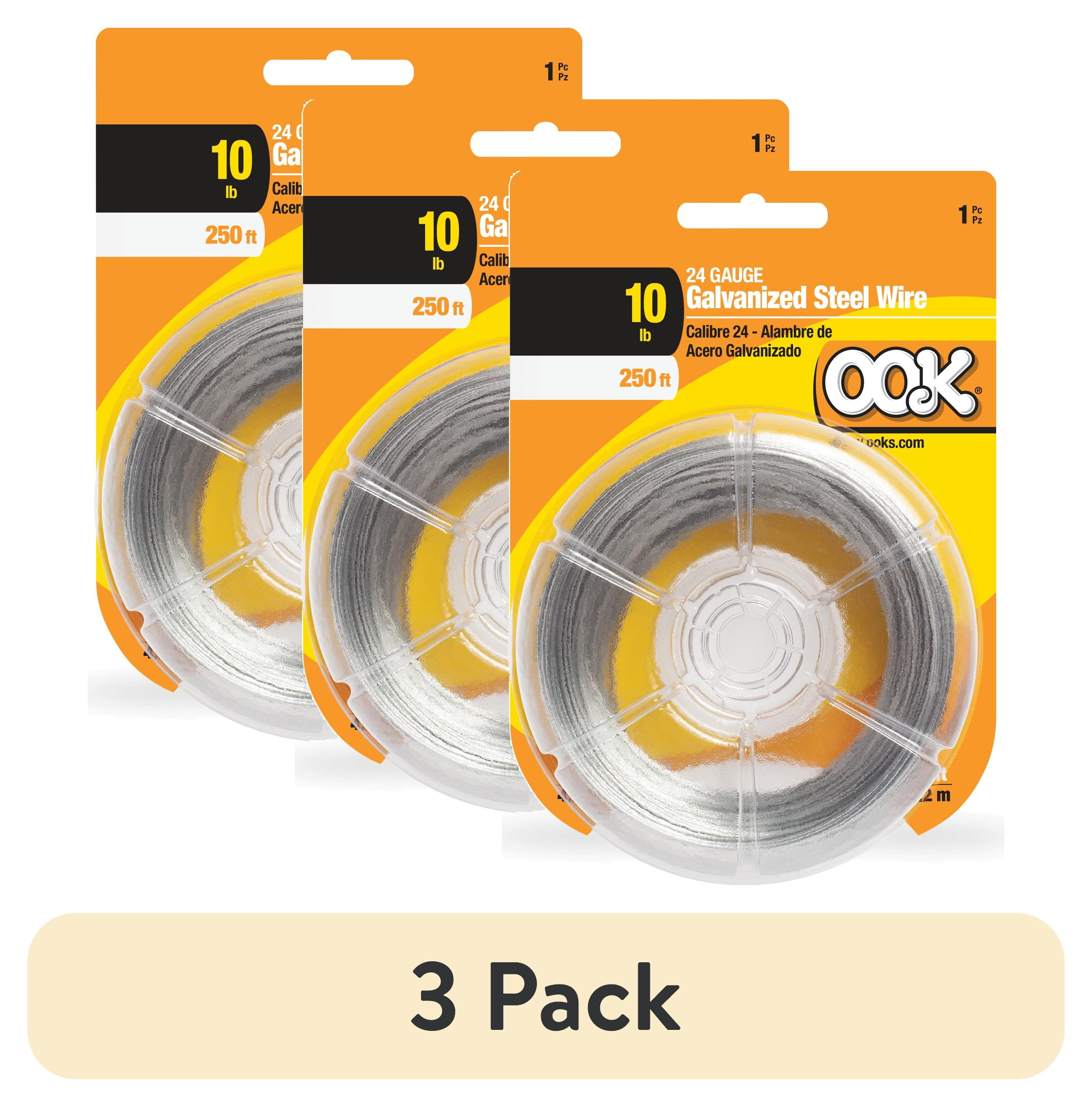 OOK 250' Galvanized Steel Wire, 24 Gauge Wire, Silver, 10 Pounds