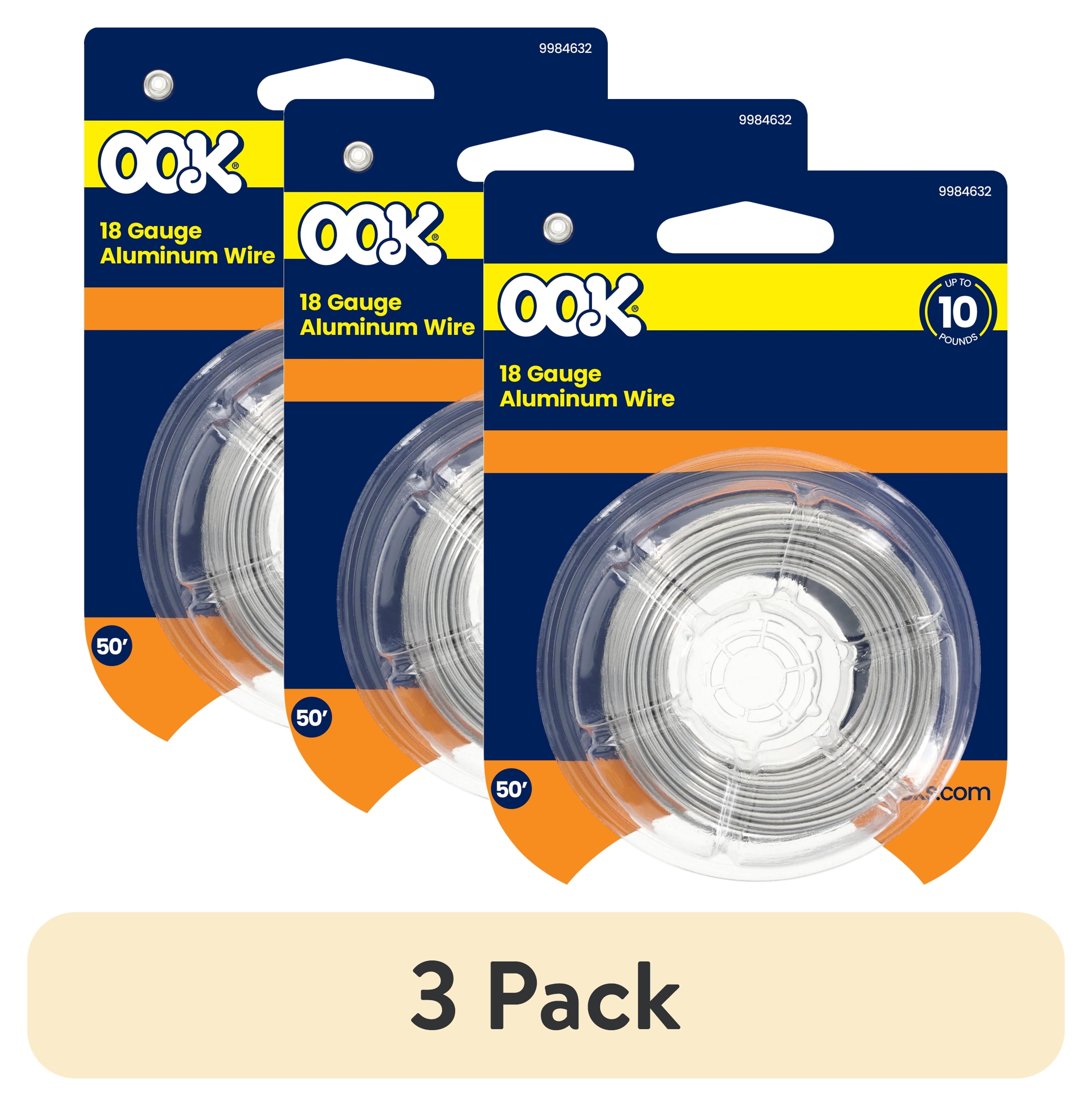 (3 pack) Ook Aluminum Hobby Wire, 50 ft, 10 lbs 18 Gauge Wire, Silver