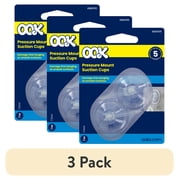 (3 pack) Ook Suction Cup Hooks, Suction Cup Hangers, Large, 5 lbs, PVC, Clear, 2 pack