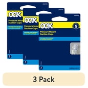 (3 pack) Ook Suction Cup Hooks, Suction Cup Hangers, Large, 5 lbs, PVC, Clear, 2 pack
