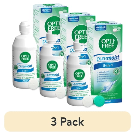 (3 pack) Opti Free Pure Moist Multi-Purpose Disinfecting Solution, 10oz