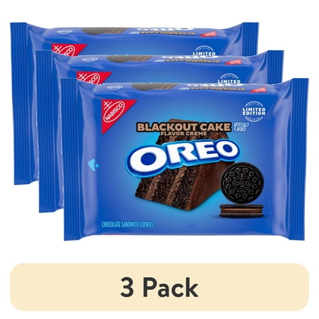 (3 pack) OREO Blackout Cake Chocolate Sandwich Cookies, Limited Edition, 12.2 oz