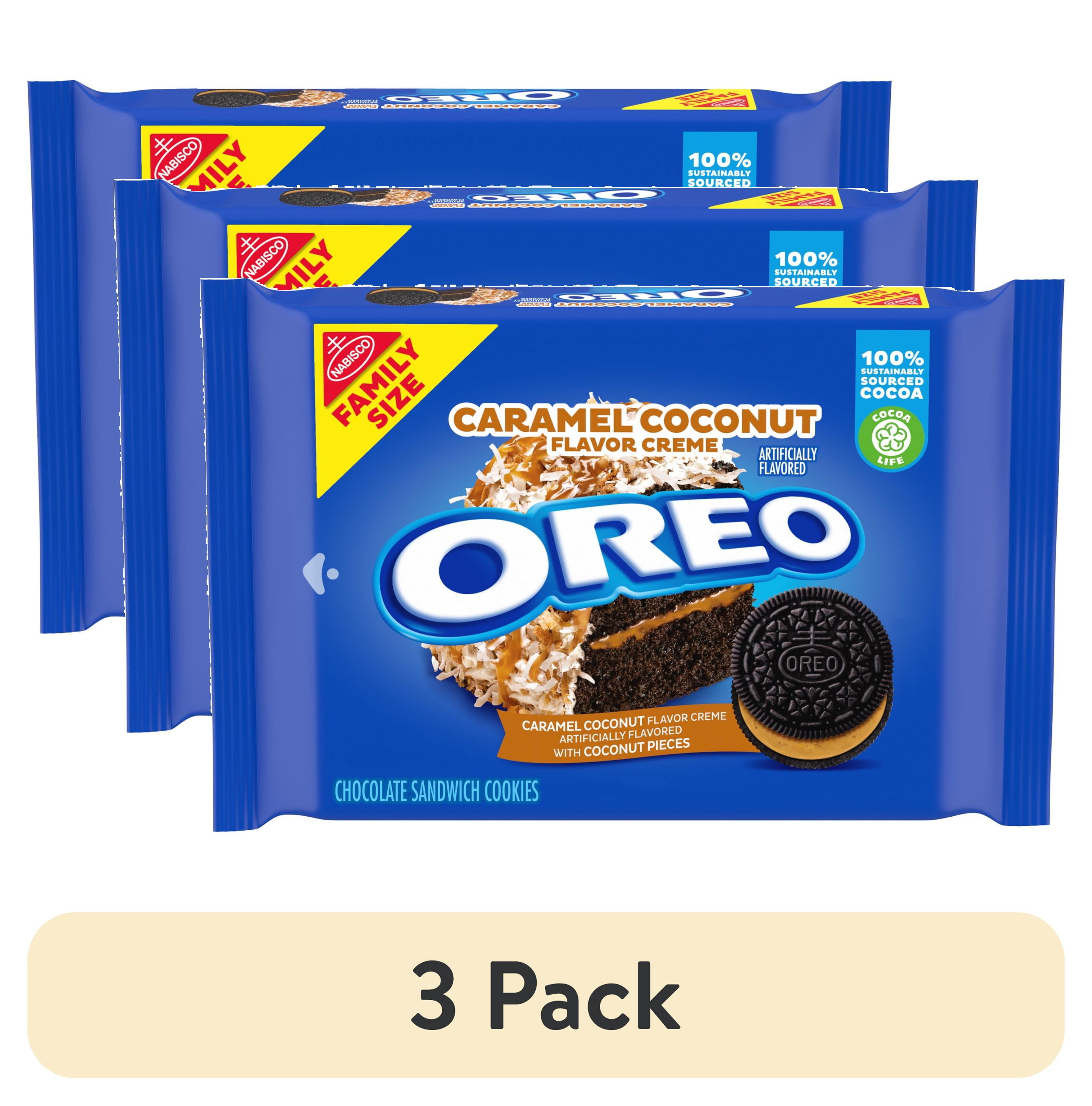 (3 pack) OREO Caramel Coconut Creme Chocolate Sandwich Cookies, Family Size, 17 oz