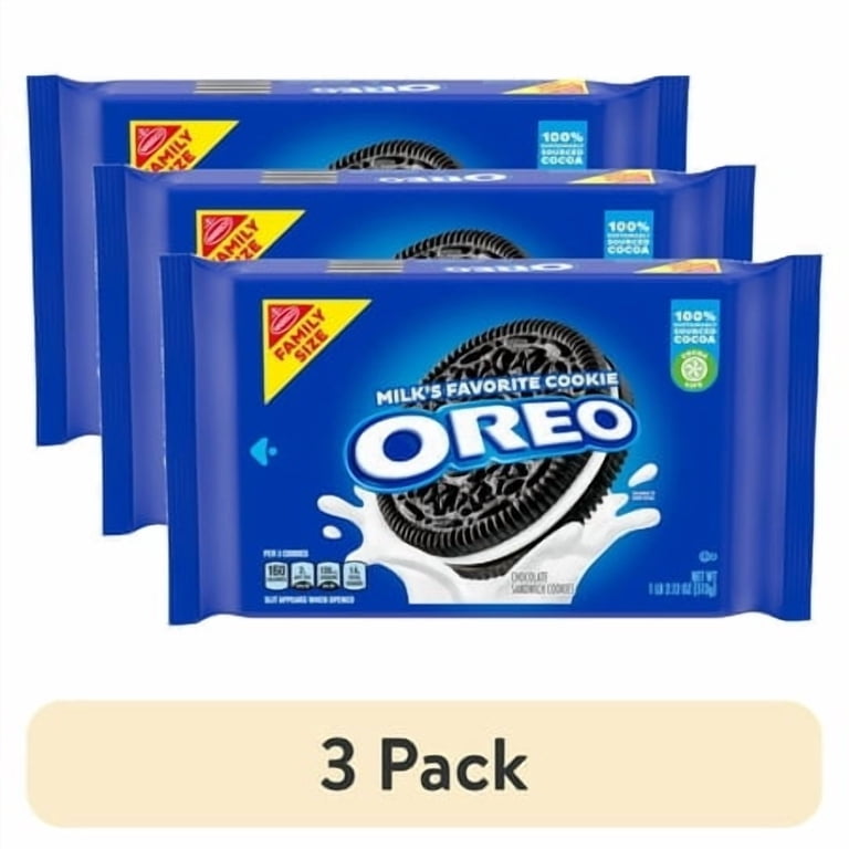 3 pack) OREO Chocolate Sandwich Cookies, Family Size, 18.12 oz
