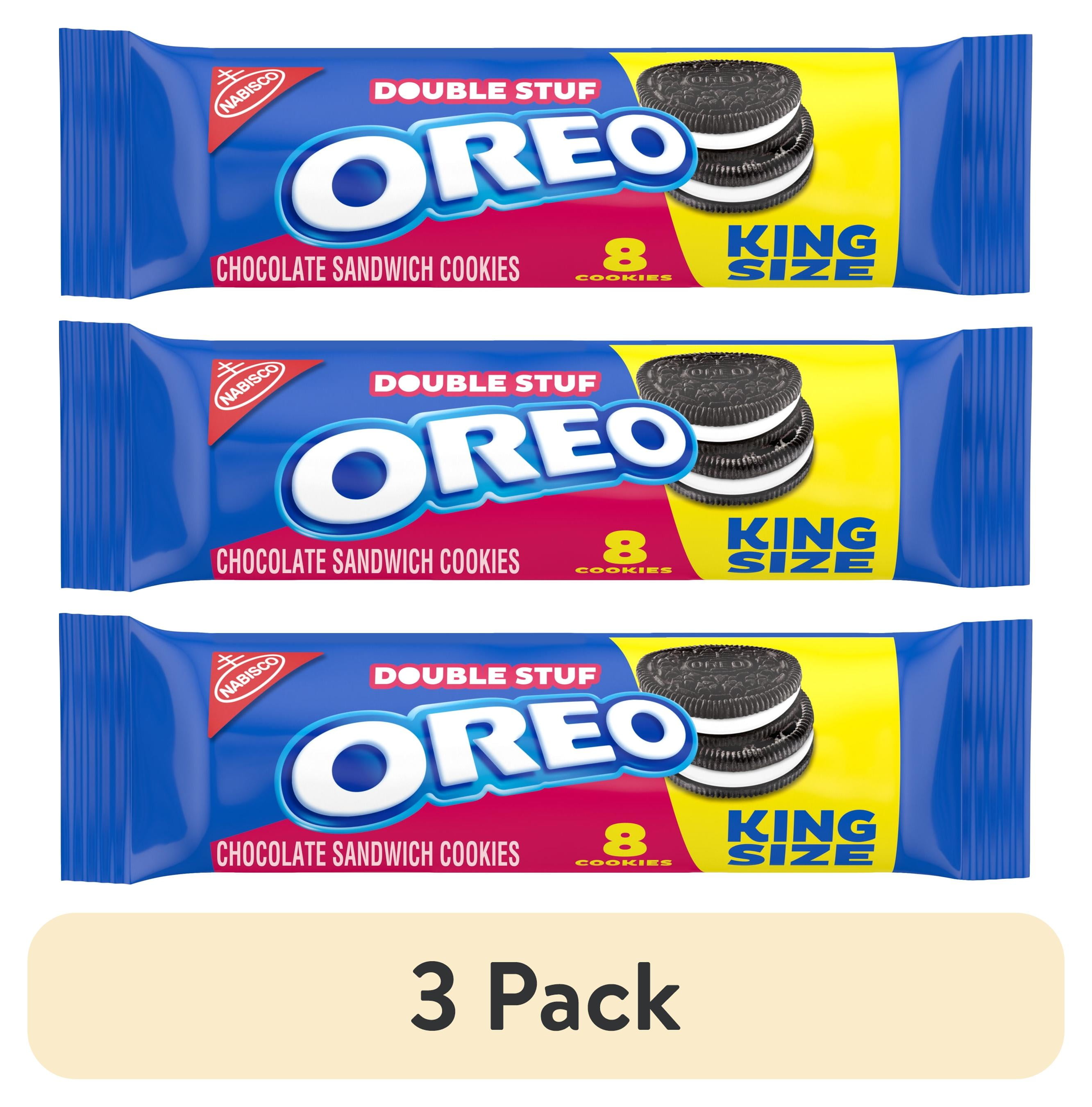 (3 pack) OREO Double Stuf Chocolate Sandwich Cookies, King Size Snack Pack, 4.1 oz
