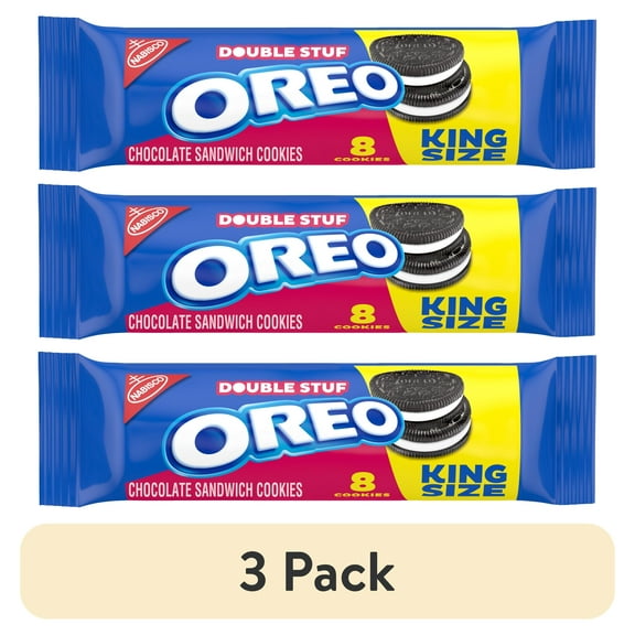 (3 pack) OREO Double Stuf Chocolate Sandwich Cookies, King Size Snack Pack, 4.1 oz