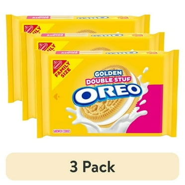 (3 pack) OREO Double Stuf Golden Sandwich Cookies, Family Size, 18.71 oz