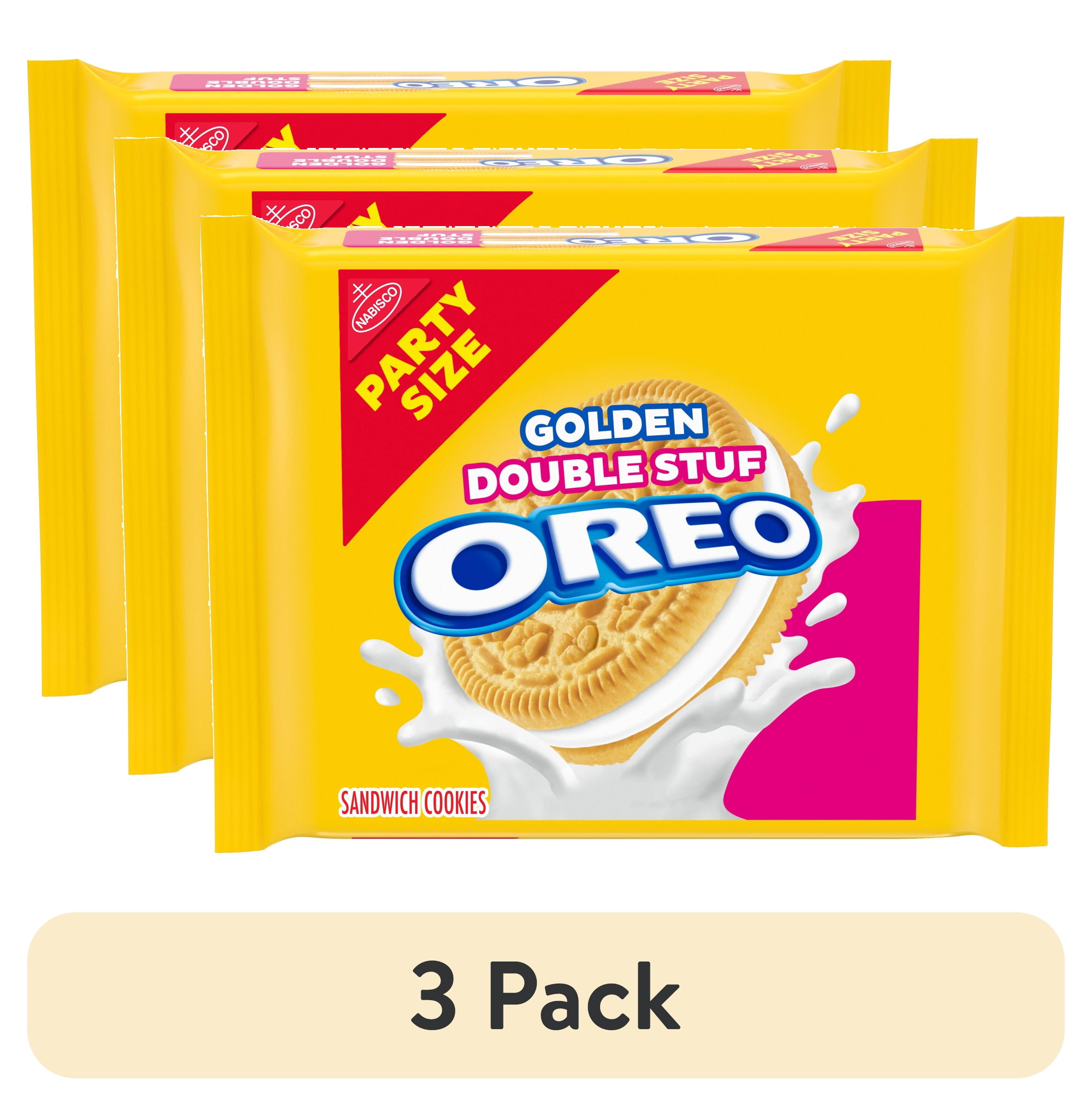 (3 pack) OREO Double Stuf Golden Sandwich Cookies, Party Size, 26.7 oz