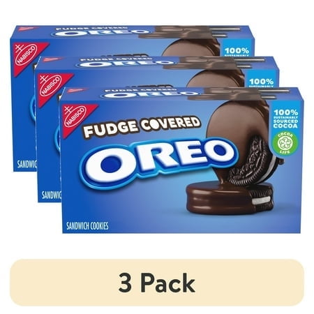 (3 pack) OREO Fudge Covered Chocolate Sandwich Cookies, Valentines Day Cookies, 7.9 oz