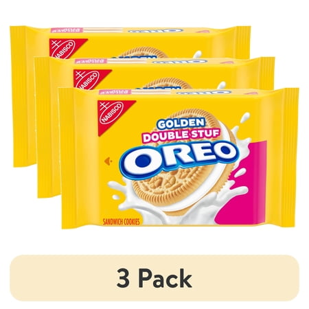 (3 pack) OREO Golden Double Stuf Sandwich Cookies, 15.25 oz