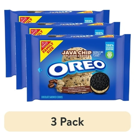 (3 pack) OREO Java Chip Creme Chocolate Sandwich Cookies, Family Size, 17 oz