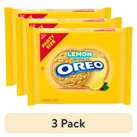 (3 pack) OREO Lemon Creme Sandwich Cookies, Party Size, 26.7 oz