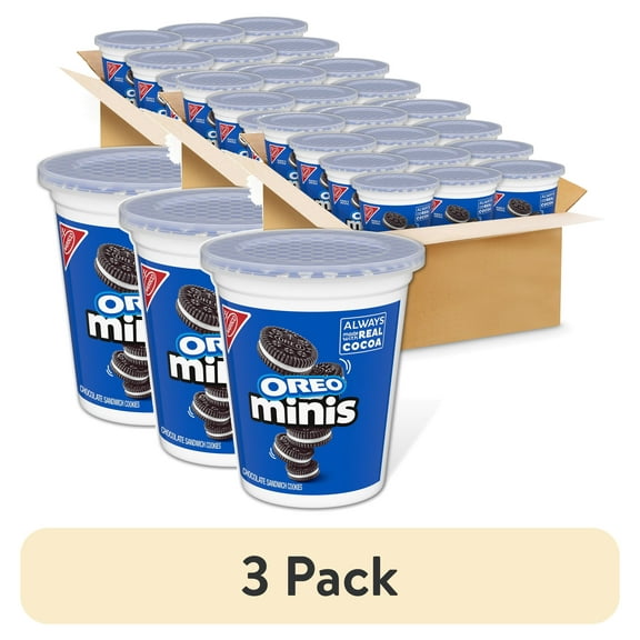 (3 pack) OREO Minis Chocolate Sandwich Cookies, 12 - 3.5 oz Snack Cups