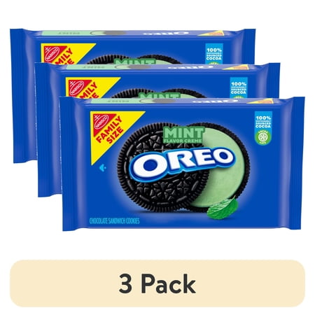 (3 pack) OREO Mint Flavored Creme Chocolate Sandwich Cookies, Family Size, 20 oz