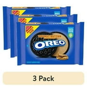(3 pack) OREO Peanut Butter Creme Chocolate Sandwich Cookies, Family Size, 17 oz