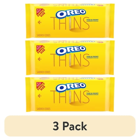 (3 pack) OREO Thins Golden Sandwich Cookies, Family Size, 13.1 oz
