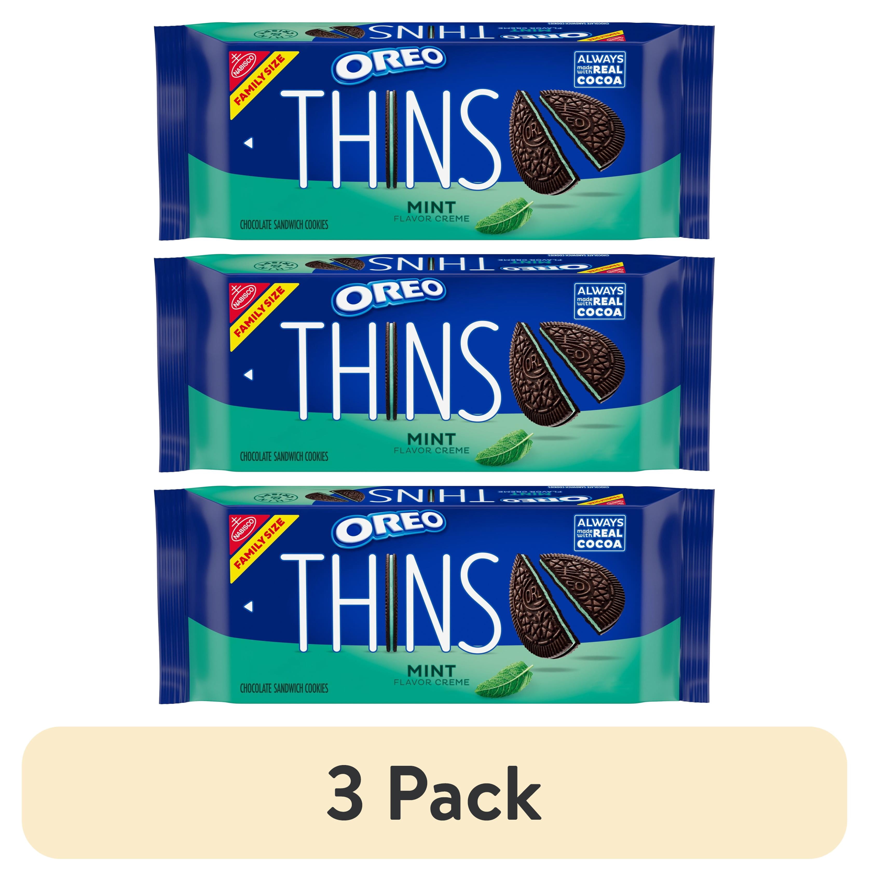 (3 pack) OREO Thins Mint Creme Chocolate Sandwich Cookies, Family Size, 11.78 oz