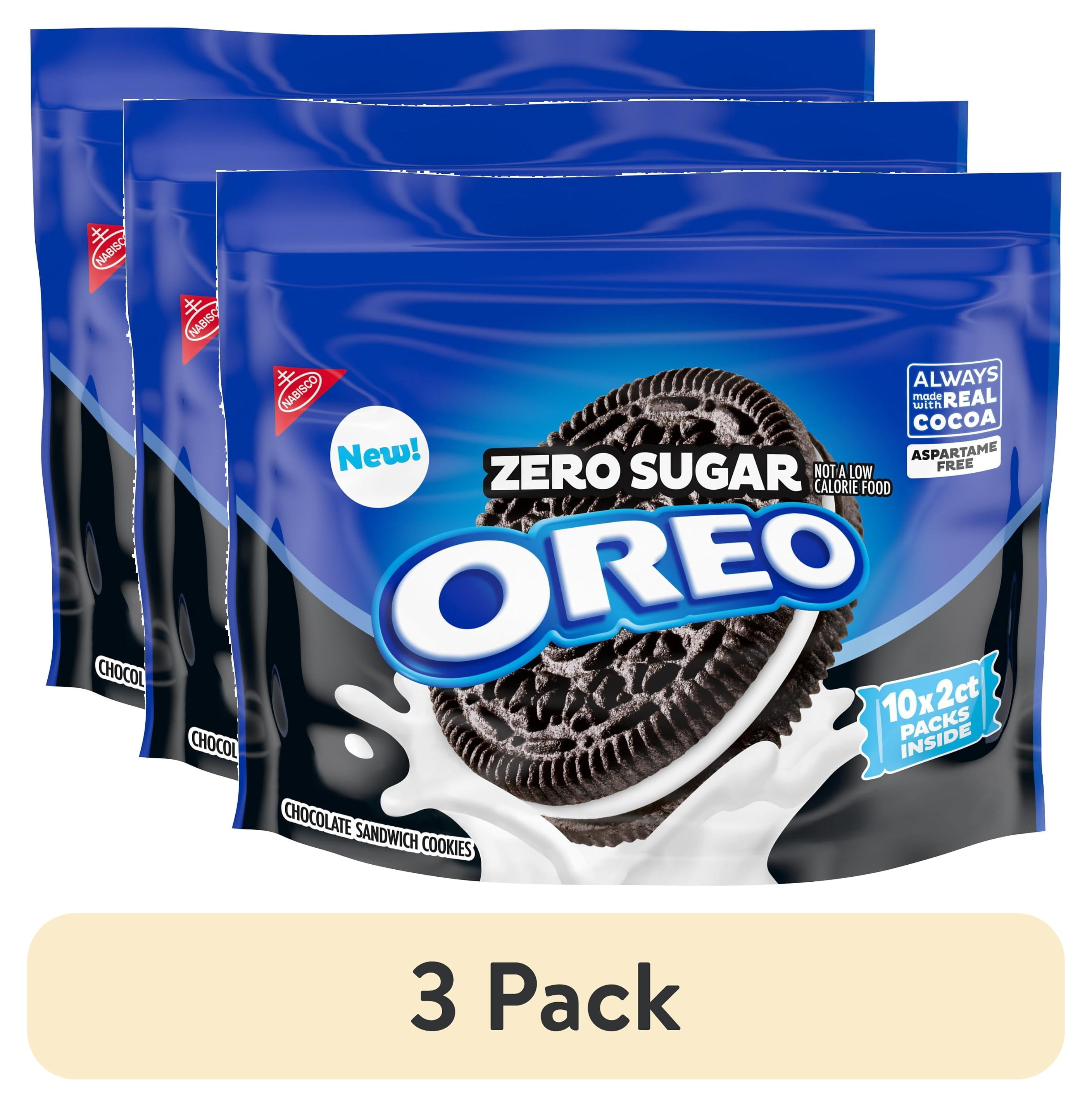 (3 pack) OREO Zero Sugar Chocolate Sandwich Cookies, 10 Snack Packs (2 Cookies Per Pack)