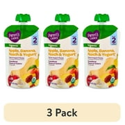 (3 pack) Parent's Choice Organic Stage 2 Baby Food Apple, Banana, and Peach Fruit and Yogurt Puree, 4 oz Pouch