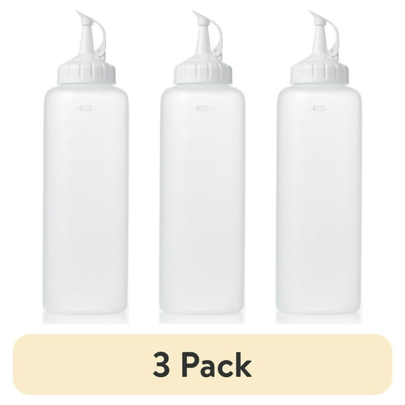 (3 pack) OXO SoftWorks Chef's Oil and Vinegar Dispenser Plastic Squeeze Bottle, 16 oz, White