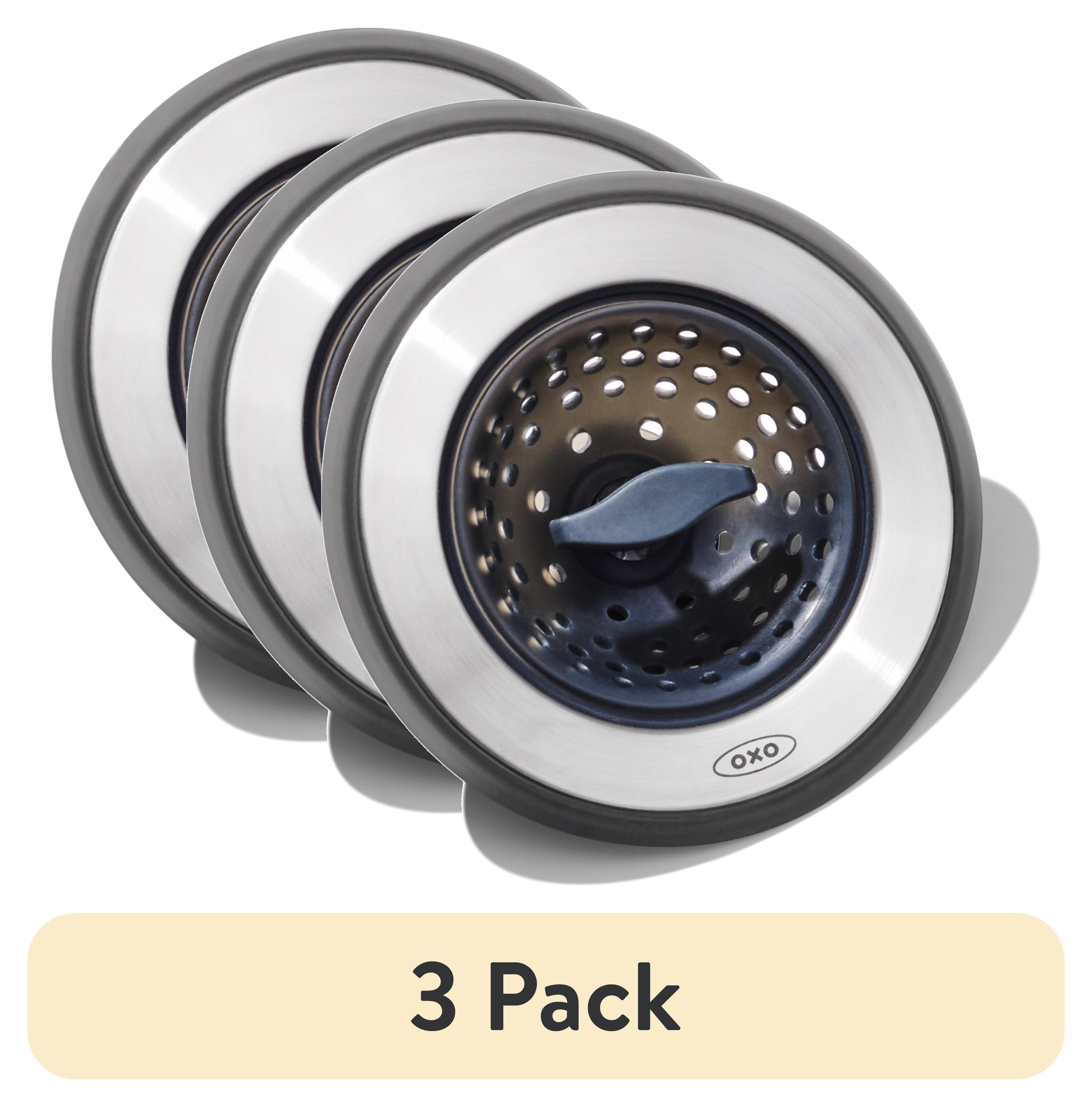 (3 pack) OXO Softworks 2-in-1 Stainless Steel Sink Strainer and Stopper, Black