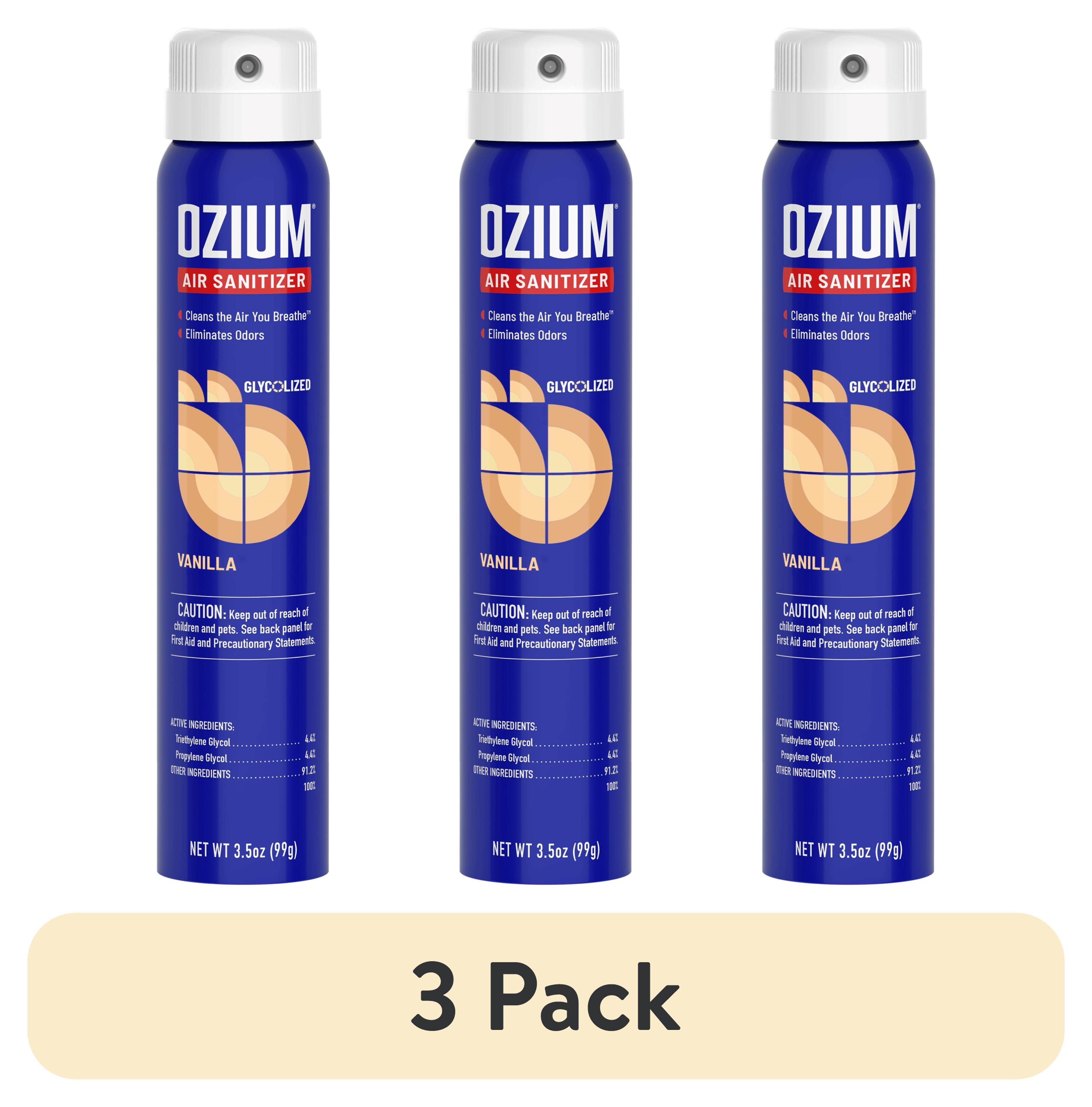 (3 pack) Ozium Spray Vanilla Scent 3.5 oz Air Freshener for Automotive Use