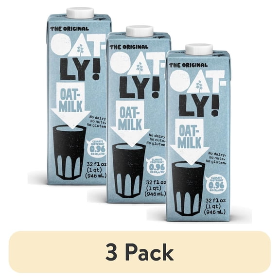 (3 pack) Oatly Original Oatmilk, Ambient Dairy-Free Milk, 32 fl oz Shelf-Stable Carton
