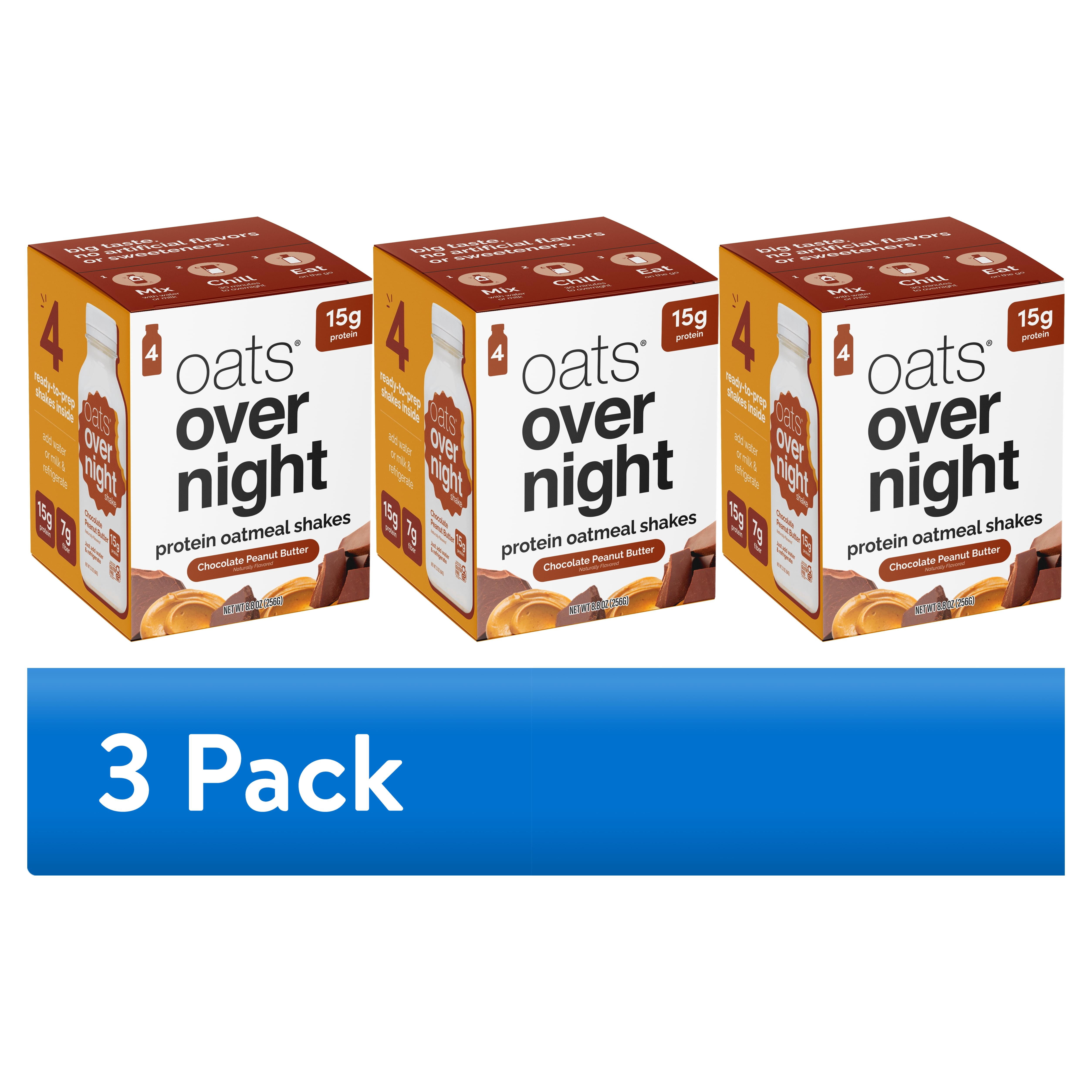 (3 pack) Oats Overnight Chocolate Peanut Butter Protein Overnight Oatmeal Shake, 4 pack