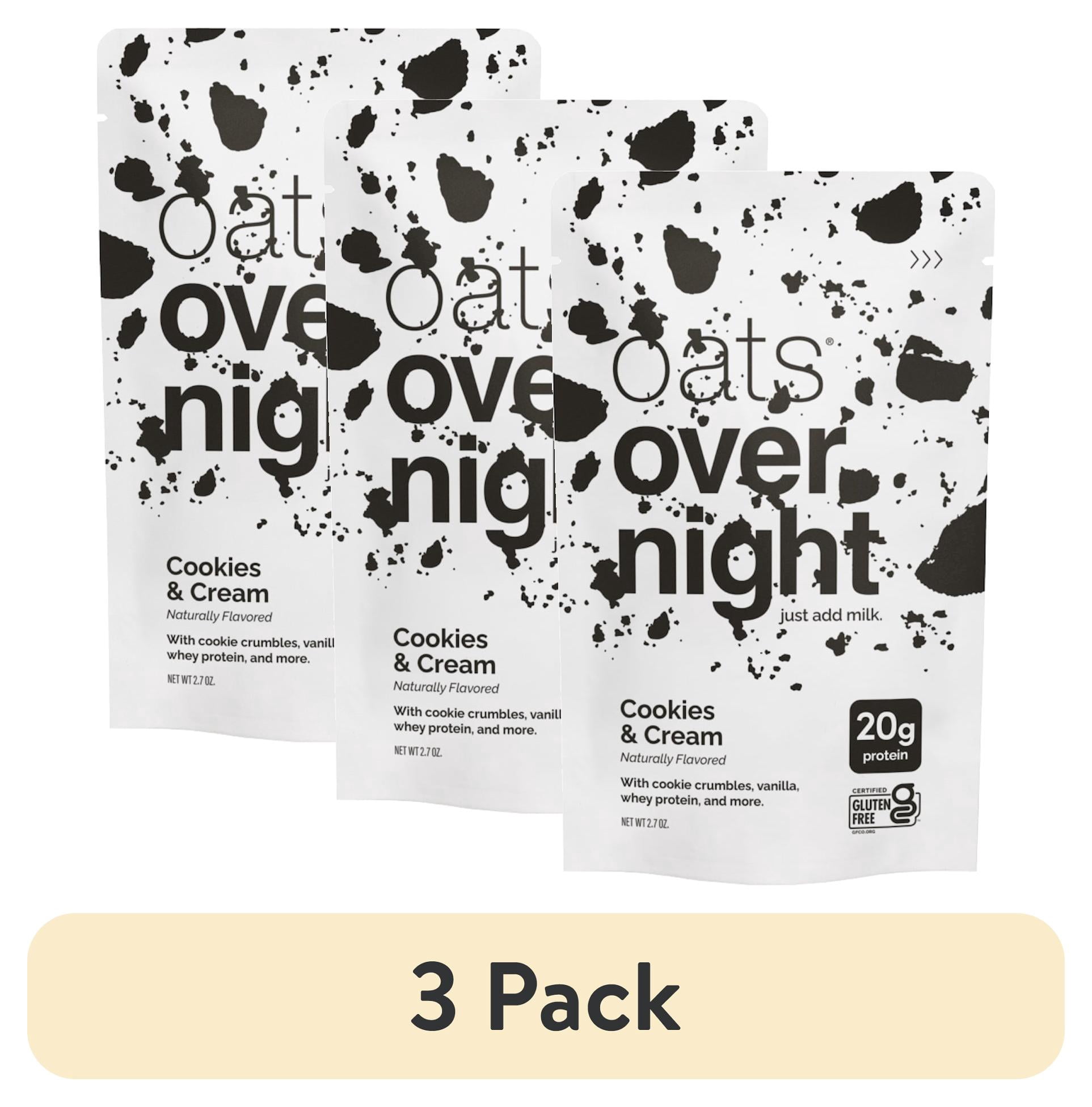 (3 pack) Oats Overnight Cookies & Cream Protein Overnight Oatmeal Shake, 2.7 oz, 1 Pouch