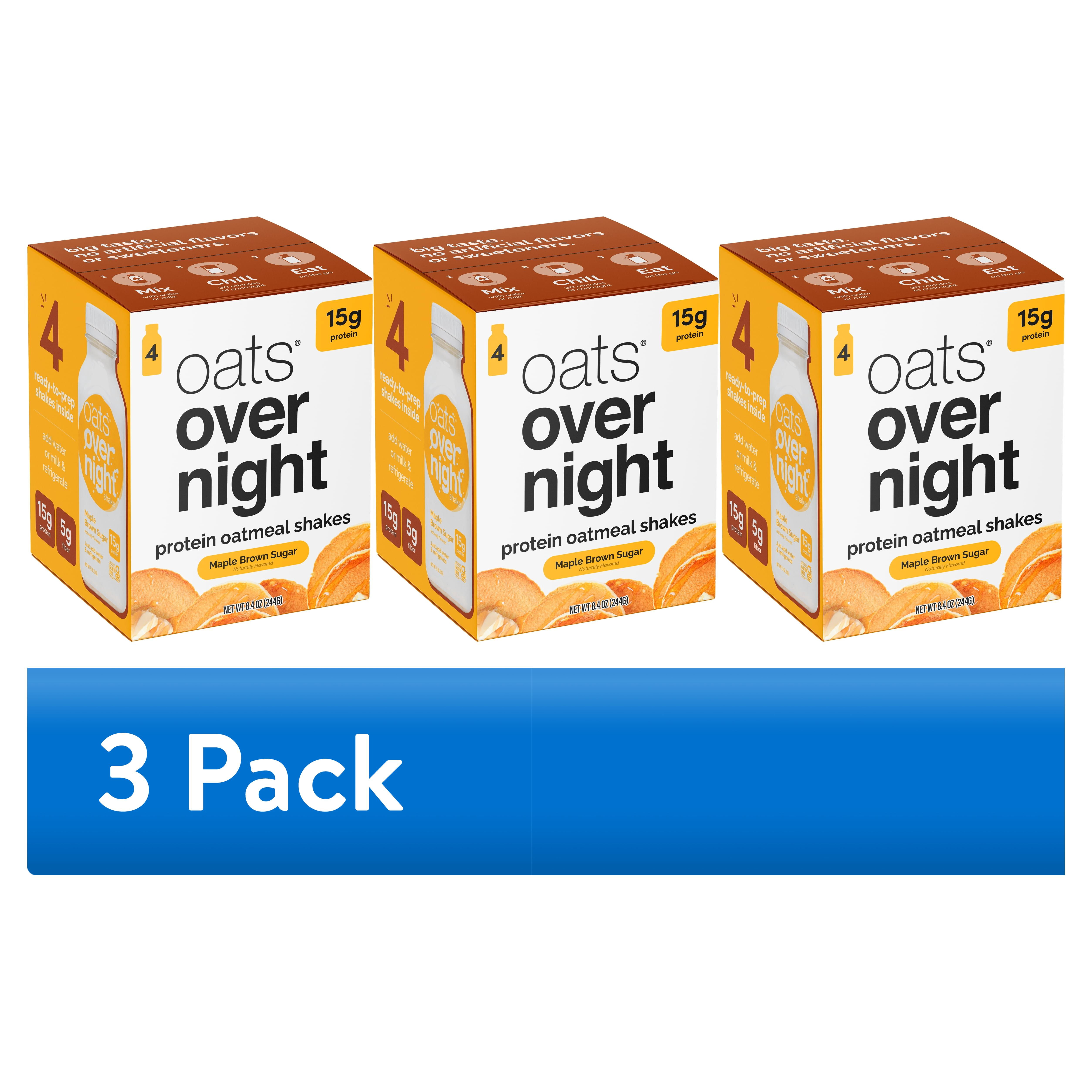 (3 pack) Oats Overnight Maple Brown Sugar Protein Overnight Oatmeal Shake, 4 pack