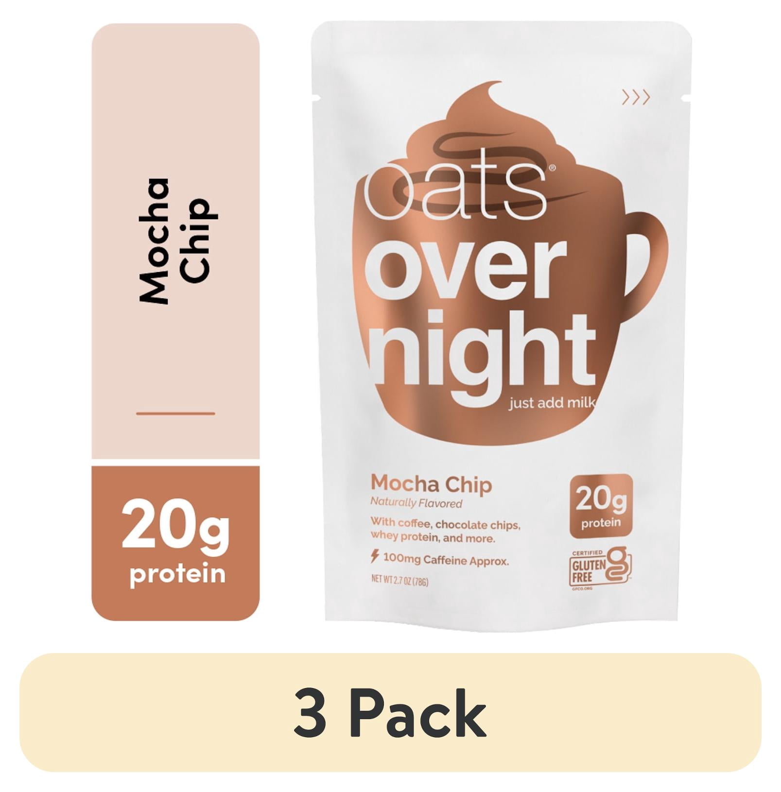(3 pack) Oats Overnight Mocha Chip High-Protein Overnight Oatmeal Shakes, 2.7oz, 1 Pouch