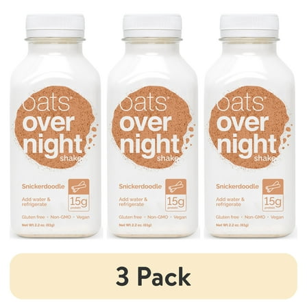 (3 pack) Oats Overnight Snickerdoodle Protein Overnight Oatmeal Shake, 2.2 oz, 1 Count
