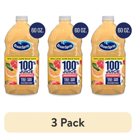 (3 pack) Ocean Spray® 100% Grapefruit Juice, 100% Juice, 60 fl oz Bottle
