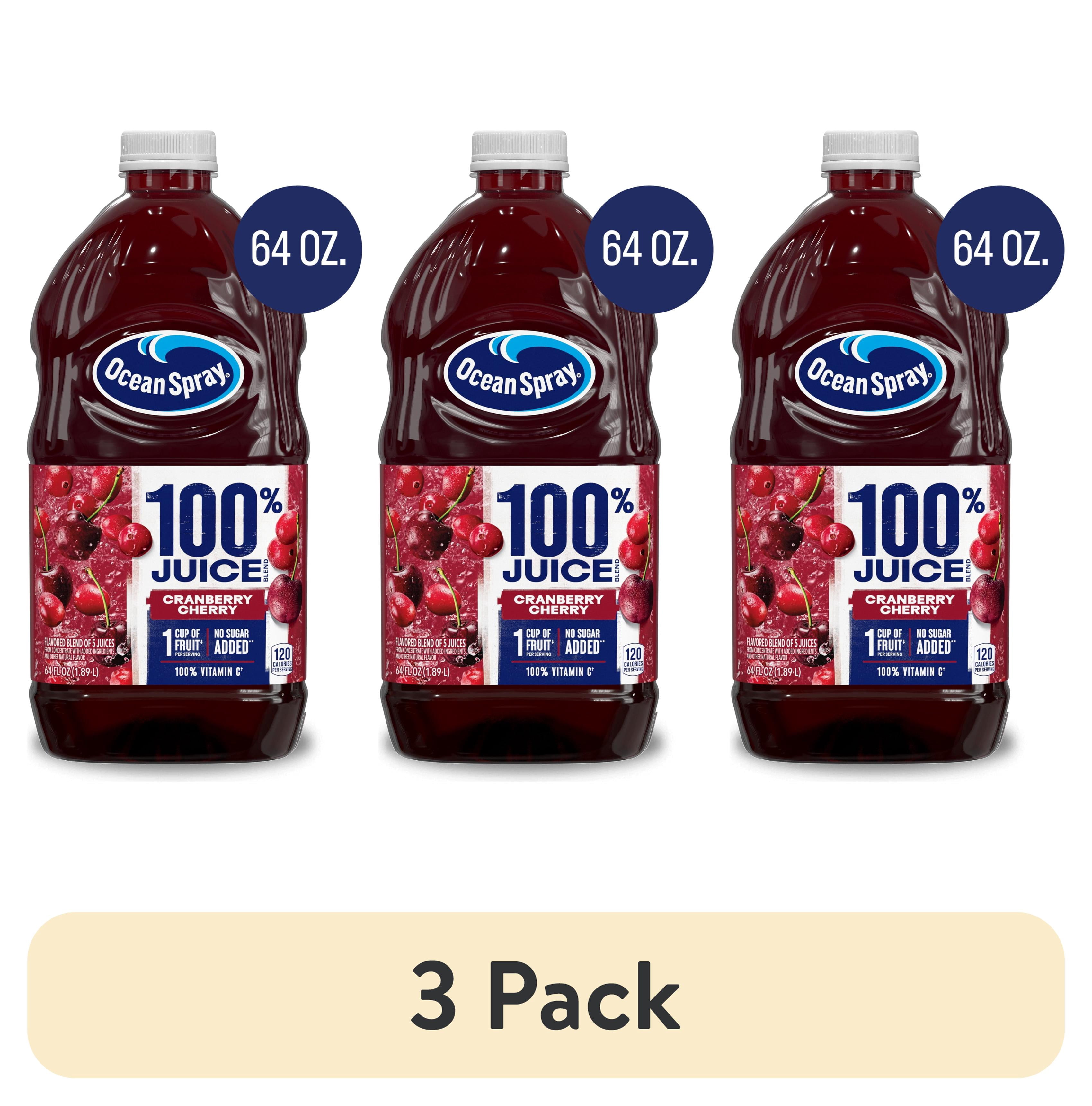 (3 pack) Ocean Spray® 100% Juice Cranberry Cherry Juice Blend, 64 fl oz Bottle