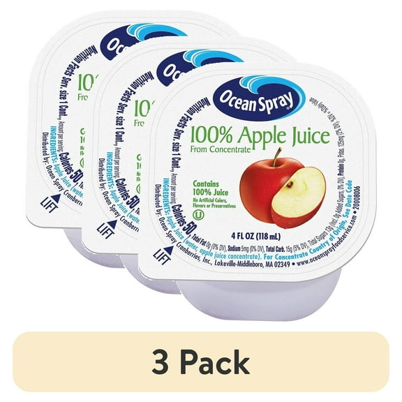 (3 pack) Ocean Spray Apple Juice 4 oz. 48 Count (00720) 307-00002