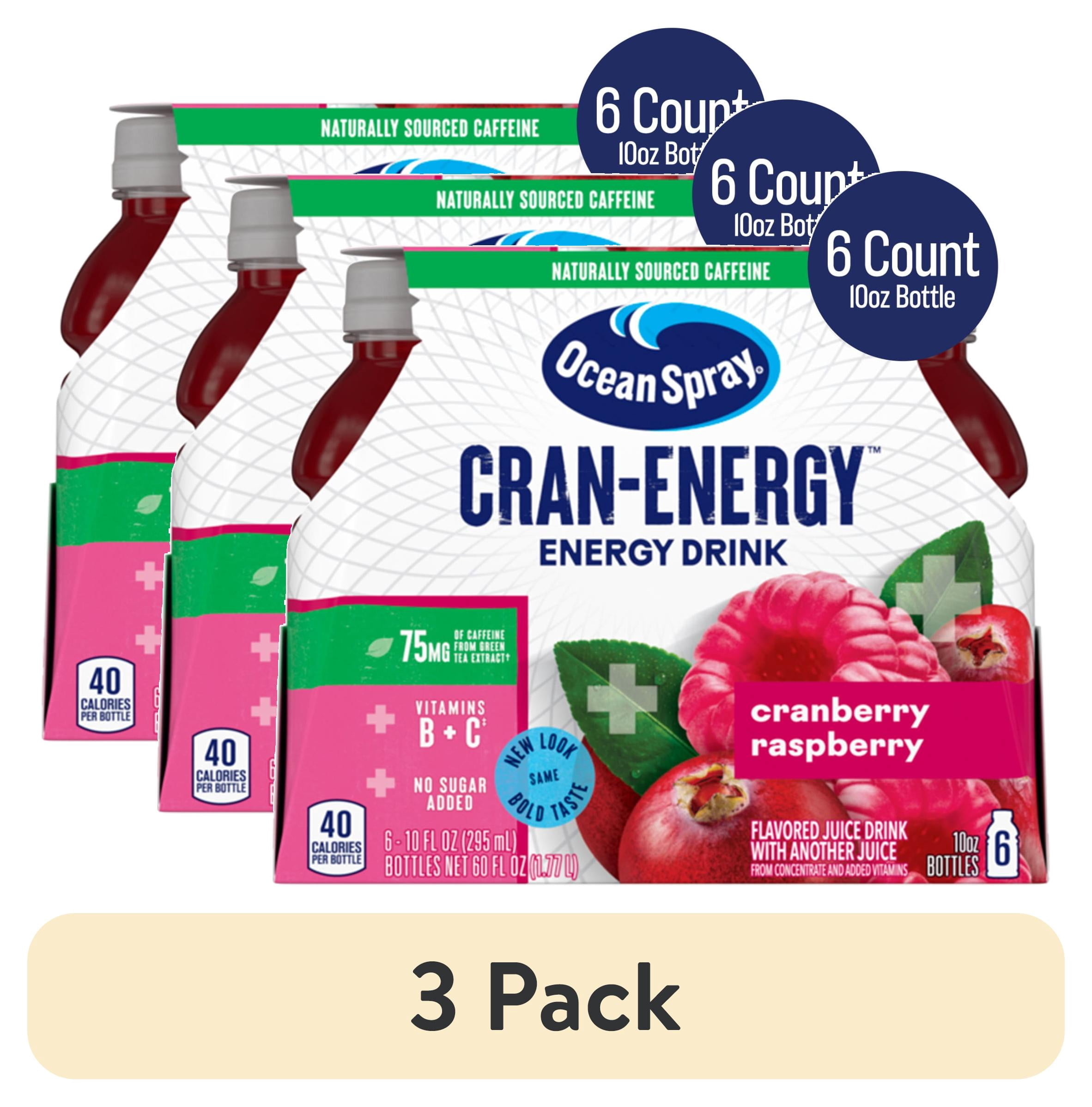 (3 pack) Ocean Spray® Cran-Energy™ Cranberry Raspberry Juice Drinks, 10 fl oz Bottles, 6 Count